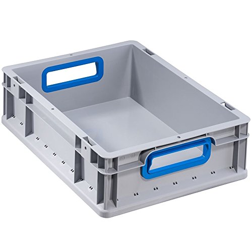 Allit 456720 EuroBox "412" 400 x 300 x 120 mm offene Griffe in grau/blau von Allit