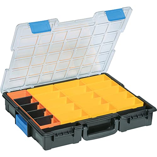 allit Kleinteilekoffer 454240 mit Verbindungsclips, herausnehmbaren Boxen und hochschlagfestem Deckel, EuroPlus Pro >K< 44/21, mit 21 Fächern, Fahrzeugeinrichtung, Schraubenkoffer, stapelbar von Allit