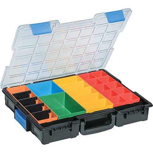 Allit Kleinteilekoffer 454210 mit Verbindungsclips, herausnehmbaren Boxen und hochschlagfestem Deckel, EuroPlus Pro >K< 44/23, mit 23 Fächern, Fahrzeugeinrichtung, Schraubenkoffer, stapelbar von Allit