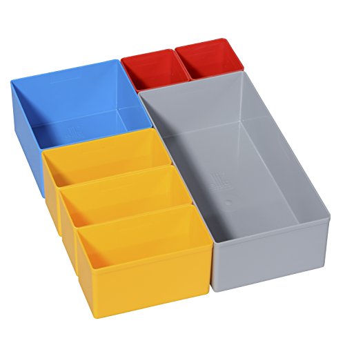 Allit ProServe Insert 2, Einsatzboxen-Set 270x216x63mm für Koffer und Schubladen, grau/rot/blau/gelb, 270 x 216 x 63 von Allit