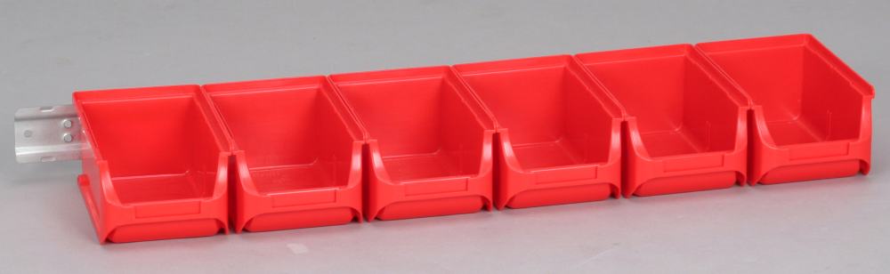Allit Sichtboxen-Set ProfiPlus Set 2/7 rot mit Metallschiene 4,8 l von Allit