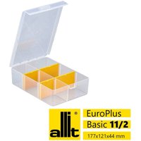 Sortimentskasten EuroPlus Basic11/2-4, 2-6 Fächer,4 flexible Trennstege, 175 x 120 x 44 mm, transparent/gelb - Allit von Allit