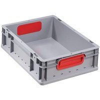 Transportstapelbehälter L400xB300xH120mm grau PP geschlossener Griff rot Seitenwände geschlossen Transportstapelbehälter L400xB300xH120mm grau PP geschlossener Griff rot Seitenwände geschlossen von Allit