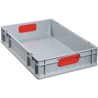 Transportstapelbehälter L600xB400xH120mm grau pp geschlossener Griff rot Seitenwände geschlossen von Allit