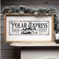 Farmhouse Weihnachtsdeko Schild "Polar Express" Holzwandbild Zum Hinstellen Oder Aufhängen Echtholz Mit Wechselinlay von AllmieDesign
