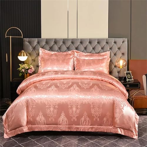 Alloaone 4-teiliges Bettwäsche-Set für Queen-King-Size-Betten, Satin, strukturiert, mit Ein-Wort-Stickerei, strukturiertes Gewebe, Spitzendetail Alloaone 4-teiliges Bettwäsche-Set für Queen-King-Size-Betten, Satin, strukturiert, mit Ein-Wort-Stickerei, strukturiertes Gewebe, Spitzendetail von Alloaone
