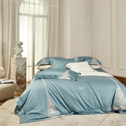 Alloaone 4-teiliges Bettwäsche-Set für Queen-Size-Bett, weiche Baumwolle, mit schicker Stickerei, Fadenzahl 1000, Köpergewebe, Bettbezug und Spannbetttuch Alloaone 4-teiliges Bettwäsche-Set für Queen-Size-Bett, weiche Baumwolle, mit schicker Stickerei, Fadenzahl 1000, Köpergewebe, Bettbezug und Spannbetttuch von Alloaone