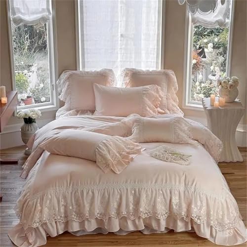 Alloaone Bettwäsche-Set für Doppelbett, Queen-Size-Bett, Fadenzahl 1200, Baumwolle, Prinzessinnen-Hochzeitsstil, 4-teilig, rosa Alloaone Bettwäsche-Set für Doppelbett, Queen-Size-Bett, Fadenzahl 1200, Baumwolle, Prinzessinnen-Hochzeitsstil, 4-teilig, rosa von Alloaone