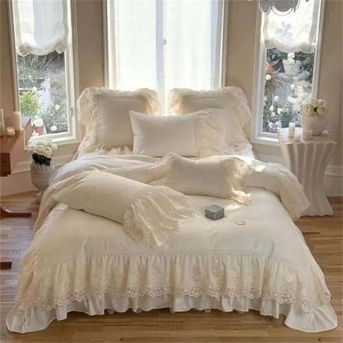 Alloaone Bettwäsche-Set für Doppelbett, Queen-Size-Bett, Fadenzahl 1200, Baumwolle, Prinzessinnen-Hochzeitsstil, 4-teilig, rosa Alloaone Bettwäsche-Set für Doppelbett, Queen-Size-Bett, Fadenzahl 1200, Baumwolle, Prinzessinnen-Hochzeitsstil, 4-teilig, rosa von Alloaone