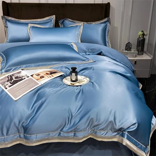 Alloaone Bettwäsche-Set für Queen-Size-Bett, einfarbig, Seiden-Baumwoll-Mischgewebe, luxuriös, 4-teilig, weiche Bettwäsche und Bettwäsche Alloaone Bettwäsche-Set für Queen-Size-Bett, einfarbig, Seiden-Baumwoll-Mischgewebe, luxuriös, 4-teilig, weiche Bettwäsche und Bettwäsche von Alloaone