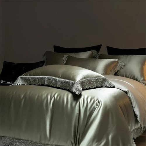 Alloaone Bettwäsche-Set für Queen-Size-Bett, elegantes Bettwäsche-Set mit Spitzenrand, glatt, seidig und weich, Lyocell-Baumwolle, 4-teilig, Fadenzahl 1000, champagnerfarben und goldfarben Alloaone Bettwäsche-Set für Queen-Size-Bett, elegantes Bettwäsche-Set mit Spitzenrand, glatt, seidig und weich, Lyocell-Baumwolle, 4-teilig, Fadenzahl 1000, champagnerfarben und goldfarben von Alloaone