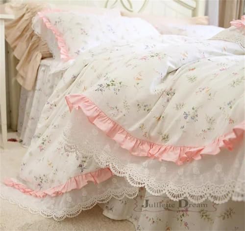 Alloaone Bettwäsche-Set für Queen-Size-Bett, elegantes Spitzen-Bettwäsche-Set mit romantischen Rüschen, Bettbezug-Design, florales Bettwäsche-Set, luxuriös, 4-teiliges Set Alloaone Bettwäsche-Set für Queen-Size-Bett, elegantes Spitzen-Bettwäsche-Set mit romantischen Rüschen, Bettbezug-Design, florales Bettwäsche-Set, luxuriös, 4-teiliges Set von Alloaone