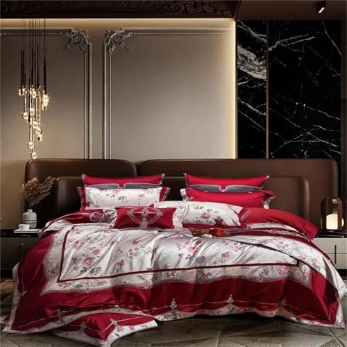 Alloaone Luxuriöses Bettwäsche-Set für Queen-Size-Bett, 4-teilig, schicke Rosenblüten, strukturierte Satin-Baumwolle, Fadenzahl 800, Bettbezug und Tagesdecke Alloaone Luxuriöses Bettwäsche-Set für Queen-Size-Bett, 4-teilig, schicke Rosenblüten, strukturierte Satin-Baumwolle, Fadenzahl 800, Bettbezug und Tagesdecke von Alloaone