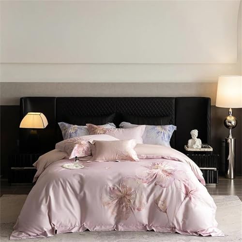 Alloaone Luxuriöses Bettwäsche-Set für Queen-Size-Bett, Blumendruck mit Stickerei, Fadenzahl 1000, Baumwolle, 4-teiliges Bettbezug-Set, flaches oder Spannbetttuch Alloaone Luxuriöses Bettwäsche-Set für Queen-Size-Bett, Blumendruck mit Stickerei, Fadenzahl 1000, Baumwolle, 4-teiliges Bettbezug-Set, flaches oder Spannbetttuch von Alloaone