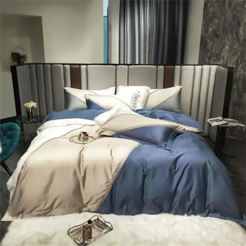 Alloaone Luxuriöses Bettwäsche-Set für Queen-Size-Bett, Fadenzahl 120, Satin, bestickt, langstapelig, Baumwolle, 4-teilig, farblich passender Bettbezug und Bettlaken-Set Alloaone Luxuriöses Bettwäsche-Set für Queen-Size-Bett, Fadenzahl 120, Satin, bestickt, langstapelig, Baumwolle, 4-teilig, farblich passender Bettbezug und Bettlaken-Set von Alloaone