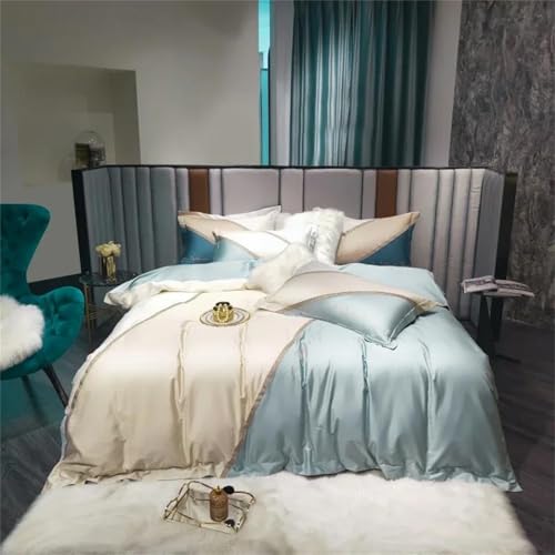 Alloaone Luxuriöses Bettwäsche-Set für Queen-Size-Bett, Fadenzahl 120, Satin, bestickt, langstapelig, Baumwolle, 4-teilig, farblich passender Bettbezug und Bettlaken-Set Alloaone Luxuriöses Bettwäsche-Set für Queen-Size-Bett, Fadenzahl 120, Satin, bestickt, langstapelig, Baumwolle, 4-teilig, farblich passender Bettbezug und Bettlaken-Set von Alloaone