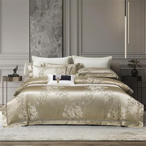 Alloaone Luxuriöses Bettwäsche-Set für Queen-Size-Bett, europäisch inspiriert, Satin, garngefärbt, strukturierte Baumwollmischung, 4-teilig, Fadenzahl 1000, strukturierter Bettbezug und Bettlaken-Set Alloaone Luxuriöses Bettwäsche-Set für Queen-Size-Bett, europäisch inspiriert, Satin, garngefärbt, strukturierte Baumwollmischung, 4-teilig, Fadenzahl 1000, strukturierter Bettbezug und Bettlaken-Set von Alloaone
