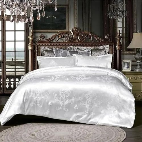Alloaone Luxuriöses Hochzeits-Bettwäsche-Set, Fadenzahl 1200, Satin, bestickt, 4-teilig, Reisweiß Alloaone Luxuriöses Hochzeits-Bettwäsche-Set, Fadenzahl 1200, Satin, bestickt, 4-teilig, Reisweiß von Alloaone