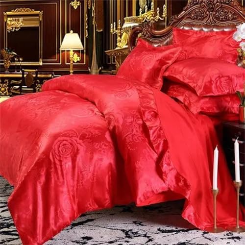 Alloaone Luxuriöses Hochzeits-Bettwäsche-Set, Fadenzahl 1200, Satin, bestickt, 4-teilig, Reisweiß Alloaone Luxuriöses Hochzeits-Bettwäsche-Set, Fadenzahl 1200, Satin, bestickt, 4-teilig, Reisweiß von Alloaone