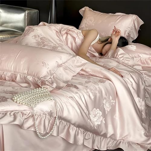 Alloaone Queen-Size-Bettwäsche-Set aus Tencel-Baumwolle mit Pflanzenblumenmustern, strukturiertes Lotusblatt-Spitze, 4-teiliges Bettbezug-Set mit coolem Stoff Alloaone Queen-Size-Bettwäsche-Set aus Tencel-Baumwolle mit Pflanzenblumenmustern, strukturiertes Lotusblatt-Spitze, 4-teiliges Bettbezug-Set mit coolem Stoff von Alloaone