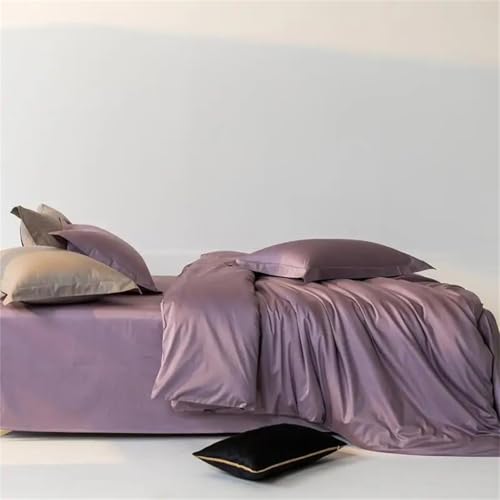 Bettwäsche-Set für Doppelbett, Queen-Size-Bett, einfarbig, seidig, glatt, Fadenzahl 600, 4-teilig, hautfreundlich, Bettbezug und Kissenbezüge, einfarbig Bettwäsche-Set für Doppelbett, Queen-Size-Bett, einfarbig, seidig, glatt, Fadenzahl 600, 4-teilig, hautfreundlich, Bettbezug und Kissenbezüge, einfarbig von Alloaone