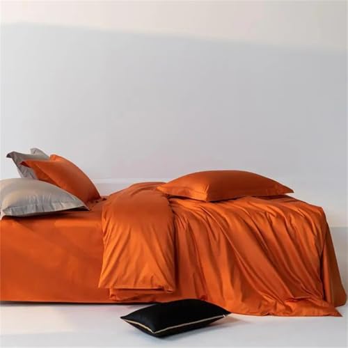 Bettwäsche-Set für Doppelbett, Queen-Size-Bett, einfarbig, seidig, glatt, Fadenzahl 600, 4-teilig, hautfreundlich, Bettbezug und Kissenbezüge, einfarbig Bettwäsche-Set für Doppelbett, Queen-Size-Bett, einfarbig, seidig, glatt, Fadenzahl 600, 4-teilig, hautfreundlich, Bettbezug und Kissenbezüge, einfarbig von Alloaone