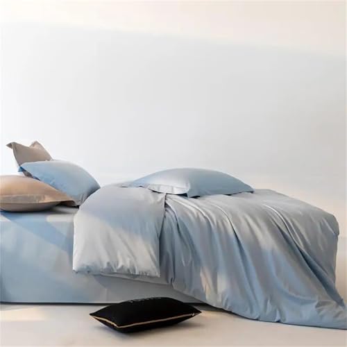 Bettwäsche-Set für Doppelbett, Queen-Size-Bett, einfarbig, seidig, glatt, Fadenzahl 600, 4-teilig, hautfreundlich, Bettbezug und Kissenbezüge, einfarbig Bettwäsche-Set für Doppelbett, Queen-Size-Bett, einfarbig, seidig, glatt, Fadenzahl 600, 4-teilig, hautfreundlich, Bettbezug und Kissenbezüge, einfarbig von Alloaone