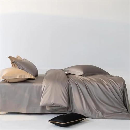 Bettwäsche-Set für Doppelbett, Queen-Size-Bett, einfarbig, seidig, glatt, Fadenzahl 600, 4-teilig, hautfreundlich, Bettbezug und Kissenbezüge, einfarbig Bettwäsche-Set für Doppelbett, Queen-Size-Bett, einfarbig, seidig, glatt, Fadenzahl 600, 4-teilig, hautfreundlich, Bettbezug und Kissenbezüge, einfarbig von Alloaone