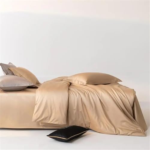 Bettwäsche-Set für Doppelbett, Queen-Size-Bett, einfarbig, seidig, glatt, Fadenzahl 600, 4-teilig, hautfreundlich, Bettbezug und Kissenbezüge, einfarbig Bettwäsche-Set für Doppelbett, Queen-Size-Bett, einfarbig, seidig, glatt, Fadenzahl 600, 4-teilig, hautfreundlich, Bettbezug und Kissenbezüge, einfarbig von Alloaone