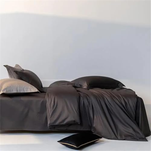 Bettwäsche-Set für Doppelbett, Queen-Size-Bett, einfarbig, seidig, glatt, Fadenzahl 600, 4-teilig, hautfreundlich, Bettbezug und Kissenbezüge, einfarbig Bettwäsche-Set für Doppelbett, Queen-Size-Bett, einfarbig, seidig, glatt, Fadenzahl 600, 4-teilig, hautfreundlich, Bettbezug und Kissenbezüge, einfarbig von Alloaone
