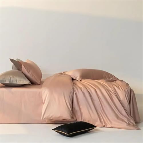 Bettwäsche-Set für Doppelbett, Queen-Size-Bett, einfarbig, seidig, glatt, Fadenzahl 600, 4-teilig, hautfreundlich, Bettbezug und Kissenbezüge, einfarbig Bettwäsche-Set für Doppelbett, Queen-Size-Bett, einfarbig, seidig, glatt, Fadenzahl 600, 4-teilig, hautfreundlich, Bettbezug und Kissenbezüge, einfarbig von Alloaone