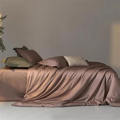 Bettwäsche-Set für Doppelbett, Queen-Size-Bett, einfarbig, seidig, glatt, Fadenzahl 600, 4-teilig, hautfreundlich, Bettbezug und Kissenbezüge, einfarbig Bettwäsche-Set für Doppelbett, Queen-Size-Bett, einfarbig, seidig, glatt, Fadenzahl 600, 4-teilig, hautfreundlich, Bettbezug und Kissenbezüge, einfarbig von Alloaone