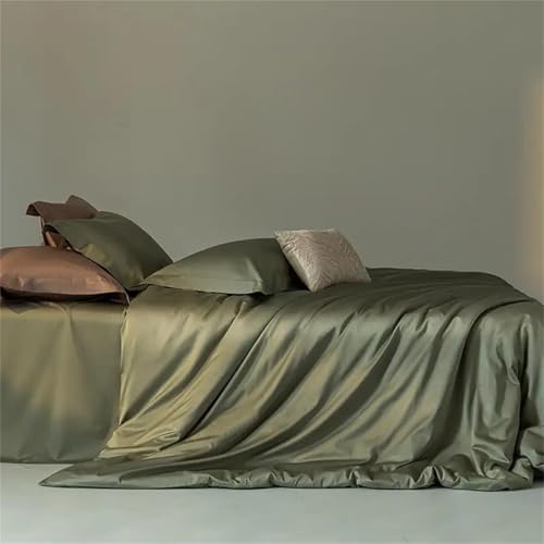 Bettwäsche-Set für Doppelbett, Queen-Size-Bett, einfarbig, seidig, glatt, Fadenzahl 600, 4-teilig, hautfreundlich, Bettbezug und Kissenbezüge, einfarbig Bettwäsche-Set für Doppelbett, Queen-Size-Bett, einfarbig, seidig, glatt, Fadenzahl 600, 4-teilig, hautfreundlich, Bettbezug und Kissenbezüge, einfarbig von Alloaone