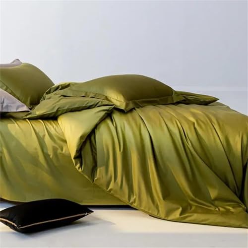 Bettwäsche-Set für Doppelbett, Queen-Size-Bett, einfarbig, seidig, glatt, Fadenzahl 600, 4-teilig, hautfreundlich, Bettbezug und Kissenbezüge, einfarbig Bettwäsche-Set für Doppelbett, Queen-Size-Bett, einfarbig, seidig, glatt, Fadenzahl 600, 4-teilig, hautfreundlich, Bettbezug und Kissenbezüge, einfarbig von Alloaone
