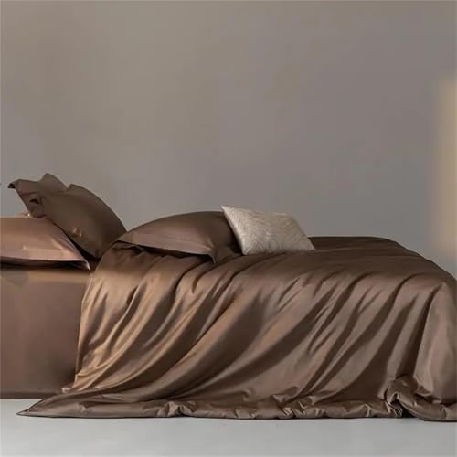 Bettwäsche-Set für Doppelbett, Queen-Size-Bett, einfarbig, seidig, glatt, Fadenzahl 600, 4-teilig, hautfreundlich, Bettbezug und Kissenbezüge, einfarbig Bettwäsche-Set für Doppelbett, Queen-Size-Bett, einfarbig, seidig, glatt, Fadenzahl 600, 4-teilig, hautfreundlich, Bettbezug und Kissenbezüge, einfarbig von Alloaone