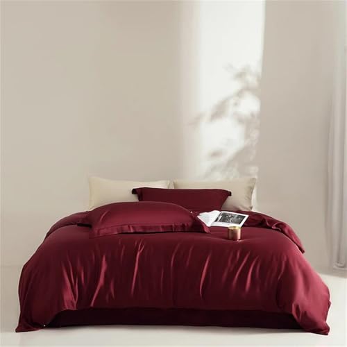 Bettwäsche-Set für Queen-Size-Bett, einfarbig, Naturseide, 4-teilig, Bettbezug und Kissenbezug Bettwäsche-Set für Queen-Size-Bett, einfarbig, Naturseide, 4-teilig, Bettbezug und Kissenbezug von Alloaone
