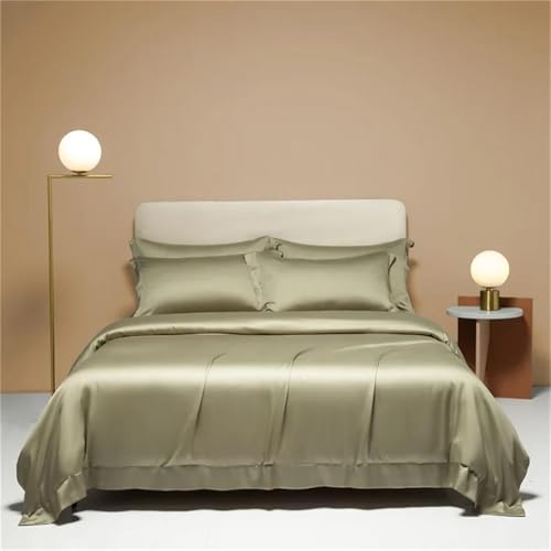 Bettwäsche-Set für Queen-Size-Bett, einfarbig, Naturseide, 4-teilig, Bettbezug und Kissenbezug Bettwäsche-Set für Queen-Size-Bett, einfarbig, Naturseide, 4-teilig, Bettbezug und Kissenbezug von Alloaone