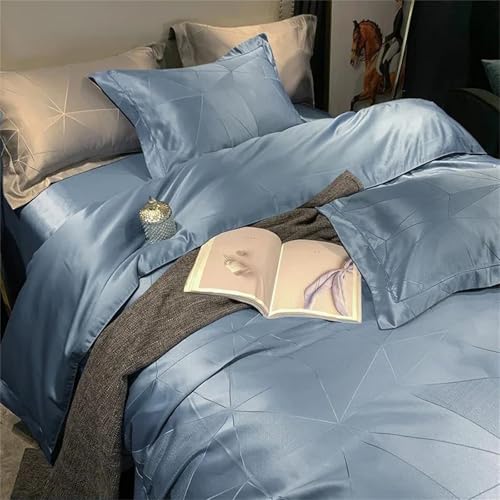 Bettwäsche-Set für Queen-Size-Bett, einfarbig, echte Seide, Kissenbezüge, luxuriös, weiche Qualität, 4-teiliges Bettwäsche-Set für den Sommer Bettwäsche-Set für Queen-Size-Bett, einfarbig, echte Seide, Kissenbezüge, luxuriös, weiche Qualität, 4-teiliges Bettwäsche-Set für den Sommer von Alloaone