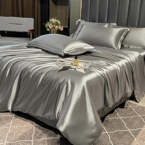 Bettwäsche-Set für Queen-Size-Bett, einfarbig, seidenähnlich, 3-teilig, mit Daunenalternative, Bettbezug und Kissenbezügen, luxuriöses Polyestergewebe Bettwäsche-Set für Queen-Size-Bett, einfarbig, seidenähnlich, 3-teilig, mit Daunenalternative, Bettbezug und Kissenbezügen, luxuriöses Polyestergewebe von Alloaone