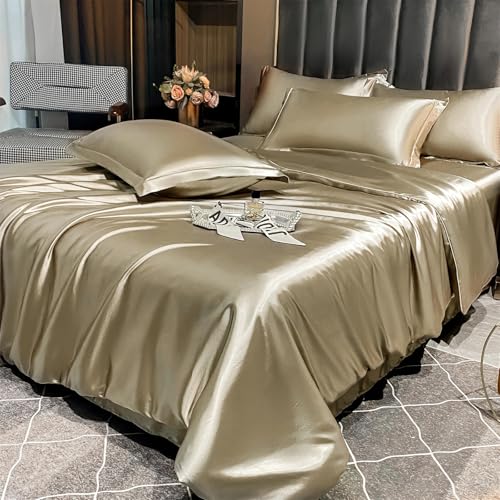 Bettwäsche-Set für Queen-Size-Bett, einfarbig, seidenähnlich, 3-teilig, mit Daunenalternative, Bettbezug und Kissenbezügen, luxuriöses Polyestergewebe Bettwäsche-Set für Queen-Size-Bett, einfarbig, seidenähnlich, 3-teilig, mit Daunenalternative, Bettbezug und Kissenbezügen, luxuriöses Polyestergewebe von Alloaone