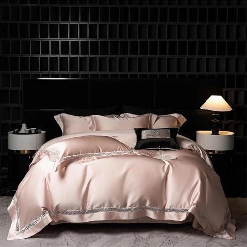 Luxuriöses Bettwäsche-Set aus Brokat-Baumwolle für Queen-Size-Betten mit ausgehöhlter Spitze, 4-teilig, Fadenzahl 400, gesteppter Bettbezug, Leinen-Spannbetttuch und Kissenbezüge Luxuriöses Bettwäsche-Set aus Brokat-Baumwolle für Queen-Size-Betten mit ausgehöhlter Spitze, 4-teilig, Fadenzahl 400, gesteppter Bettbezug, Leinen-Spannbetttuch und Kissenbezüge von Alloaone