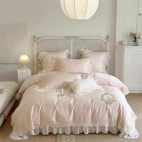 Queen King Size Chiffon Spitze Stickerei Bettwäsche-Sets Luxus Beige Baumwolle Prinzessin 4-teiliges Bettbezug Bettlaken und Kissenbezüge Heimtextilien Queen King Size Chiffon Spitze Stickerei Bettwäsche-Sets Luxus Beige Baumwolle Prinzessin 4-teiliges Bettbezug Bettlaken und Kissenbezüge Heimtextilien von Alloaone
