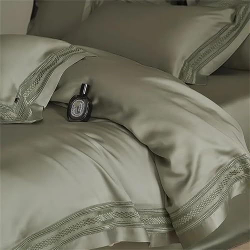 Queen-Size-Bettwäsche-Set, 4-teilig, Matcha, Altrosa, schick, ausgehöhlt, Eukalyptus-Lyocell, seidig weich, kühlend, 4-teiliges Bettwäsche-Set Queen-Size-Bettwäsche-Set, 4-teilig, Matcha, Altrosa, schick, ausgehöhlt, Eukalyptus-Lyocell, seidig weich, kühlend, 4-teiliges Bettwäsche-Set von Alloaone