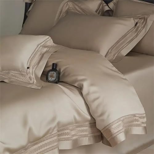 Queen-Size-Bettwäsche-Set, 4-teilig, Matcha, Altrosa, schick, ausgehöhlt, Eukalyptus-Lyocell, seidig weich, kühlend, 4-teiliges Bettwäsche-Set Queen-Size-Bettwäsche-Set, 4-teilig, Matcha, Altrosa, schick, ausgehöhlt, Eukalyptus-Lyocell, seidig weich, kühlend, 4-teiliges Bettwäsche-Set von Alloaone
