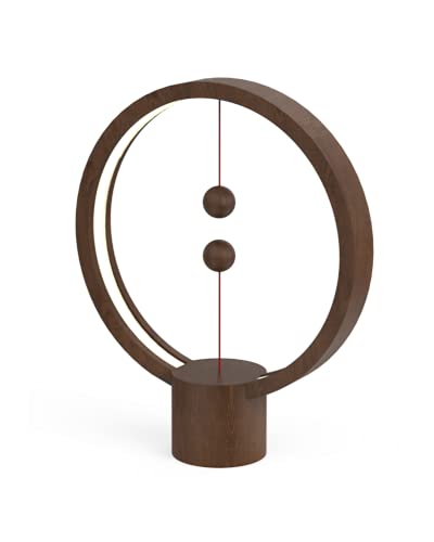 DesignNest by Allocacoc Heng - Design LED Lampe - Ausgefallene Leuchte für Wohnzimmer | Schlafzimmer mit USB Anschluss in warm weißem Licht (Dunkles Holz, Rund) von Allocacoc