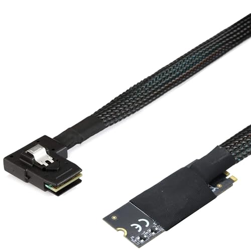 Allowish M.2 (M-Key NVMe 2260 Größe) auf SAS SFF-8087 Linksgebogen-Konverterkabel für Server (1 m) von Allowish