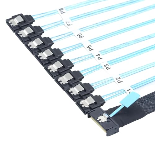 Allowish MCIO 74P 8X 8I SAS SFF-8654 8i PCI-E Ultraport Slimline 5,0 auf 8X SATA 7P Buchse Kabel (1m) von Allowish