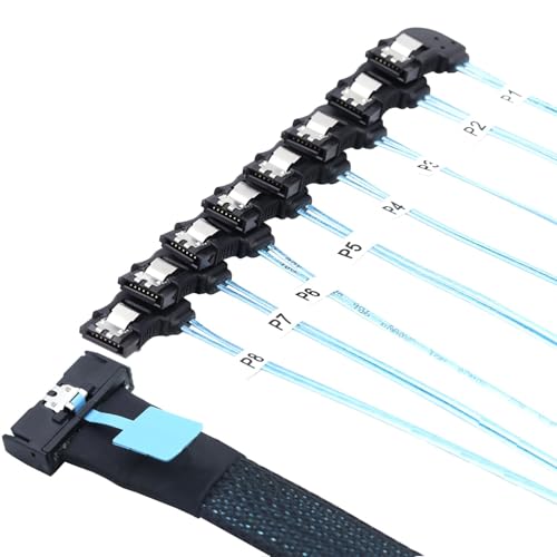 Allowish MCIO 74P 8X 8I SAS SFF-8654 8i PCI-E Ultraport Slimline 5,0 auf 8X SATA 7P Buchse mit linkem Winkel Kabel (0,5 m) von Allowish
