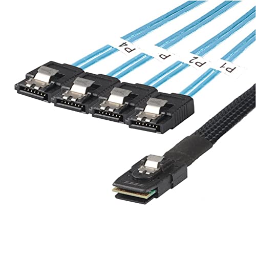 Allowish Mini SAS SFF-8087 to 4 Ports SATA 7P Female Server Connection Cable (0.5m,Black) von Allowish