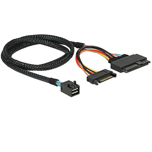 Allowish Mini SAS HD SFF-8643 zu SAS SFF-8639 mit SATA 15P Male Server Connection Cable (1m, Schwarz) von Allowish